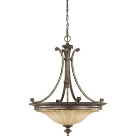 Murray Feiss F2112/3BRB Stirling Castle Three-Light Uplight Fixture in British Bronze and Excavation Glass