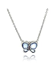 Sterling Silver Mother Of Pearl Butterfly Pendant