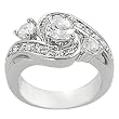 Silvertone Round-cut Cubic Zirconia Ring