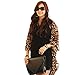 Coromose Womens Leopard Print Batwing Cape Tunic Chiffon Cardigan Tops Shawl