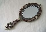 Burgundy Hand Mirror W/ Stones 7L - M087