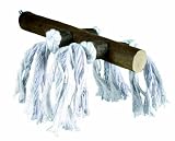 Wooden Bird Perch with White Cotton Ropes, 20 cm (5888)