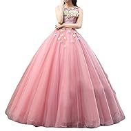  2015 Applique Beaded Lace-Up Tiered Tulle  Ball Gown Prom Dress/Quinceanera Dress 