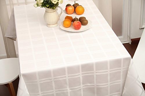 Simple Rectangular Tablecloth Microfiber Fabric Table Cover (54 x 72 Inch, White)