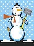 Snowman with Snow Shovel Photographic Poster Print, 18x24