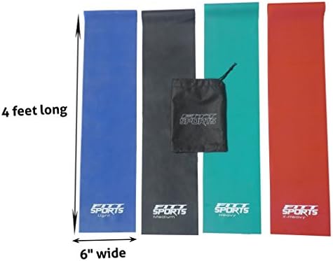 Resistance Bands By Fittsports - Set Of 4 Workout Bands With 4 Levels Of Resistance - Workout Bands For Exercising At Home Or Gym - Physical Therapy Exercise Bands - 100% Natural Latex