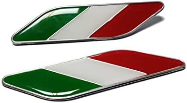 Aunoc NEW 1 Pair Italy Italian Flag Car Chrome Emblem Decal Sticker for Fiat VW Benz