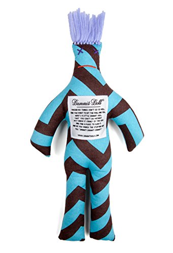 Dammit Doll - Classic Dammit Doll - Bois De Vincennes - Chocolate & Turquoise Chevron , Purple Hair - Stress Relief, Gag Gift