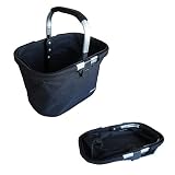 Biria bicycle basket Black aluminum and textile with Bracket - Dual Front Quick Release Basket, Removable, padded handle, Collapsible for storage,