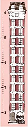My Big House - Height Growth Chart on Framed Canvas for Boys and Girls (Pink)