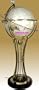 37" Tall Illuminated Mother of Pearl Auto Rotated Floor Lamp w/ Brass Stand and Heavy Wood Base
