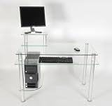 Office Products : RTA Clear Glass and Aluminum Computer Desk with Casters CT-009C