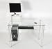 RTA Clear Glass and Aluminum Computer Desk with Casters CT-009C