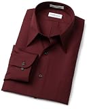Van Heusen Men's Long Sleeve Wrinkle Free Poplin Solid Shirt, Claret, 14.5 32/33