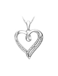Diamond Heart Pendant Necklace 1/10 Carat (ctw) in Sterling Silver with Chain