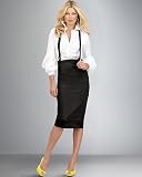 High-waist suspender pencil skirt
