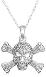 10k White Gold Diamond Skull and Crossbones Pendant