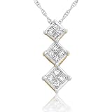 0.50cttw Drop & Invisible princess cut diamonds set in 14K two tone gold