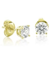 14k Yellow Gold Round Brilliant Cut Diamond Stud Earrings (GH, SI, 0.40 carat)