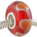 Forever Valentine Heart Murano Glass Solid Sterling Core Bead fits European Charm Bracelet