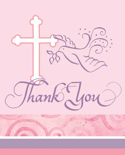 Creative Converting Pink Faithful Dove Thank You Notes, 8 Count (Pack of 3)