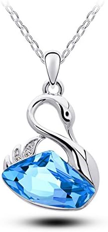Songhui® Silver-Tone Sea Blue Austrian crystals Swan Earrings Necklace Set G211-96