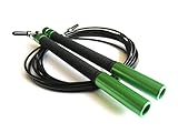 AlphaStrength Cable Steel Jump Skipping Speed Jumping Rope For CrossFit MMA Boxing Fitness Double Under. Adjustable 3M Long. Buy This Rope For Cardio, Heart And Other Health Benefits. Green/Black. FREE PDF Instructions Guide With Set-Up Tips And Sample Wo