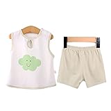 【SEBLES】ベビー 赤ちゃん 部屋着 ノースリーブ 短パン セット コットン 綿 オーガニック ソフトカラー 新生児 可愛い プリント 無地 ユニセックス 男の子 女の子(タイプF,80cm)