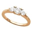 18K Rose Gold Diamond Three-Stone Engagement Ring - 0.75 Ct.