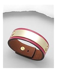 Pink Leather Bracelet In White Base