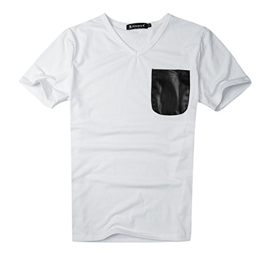 Allegra K Men Casual Pocket Slim Fit Short Sleeve Summer V Neck T-Shirts