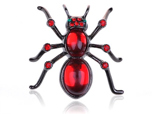 Polished Light Siam Ruby Red Crystal Rhinestone Ant Costume Jewelry Pin Brooch