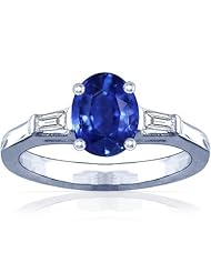 Platinum Oval Cut Blue Sapphire Three Stone Ring