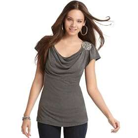 Buy 6 Degrees Top, Drape Neck with Beaded Applique by 6 Degrees