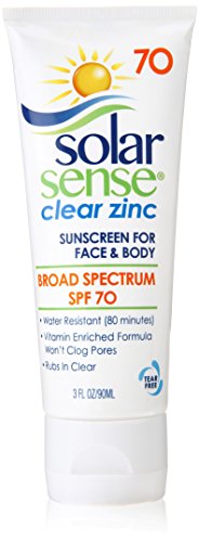 Solar Sense Clear Zinc SPF 70 Lotion for Face & Body, 3-Ounce
