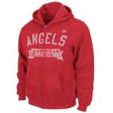 MLB Men's Los Angeles Angels Arch Classic Long Sleeve Full Zip Hooded Fleece, Athletic Red, Small