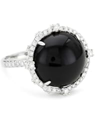 Katie Decker "Gothic" 18k White Gold and Diamond Black Onyx Ring, Size 7