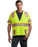 CornerStone Men's Big ANSI Class 3 Dual-Color Safety Zipper Vest, Safety Yellow/Safety Orange, XXXX-Large
