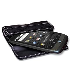 QuickFlipCase for Google's Nexus One Phone, Grantwood Technology's Premium Leather Horizontal Flip Case (Black)