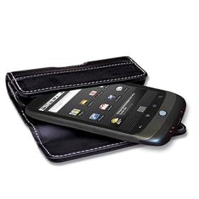 QuickFlipCase for Google's Nexus One Phone, Grantwood Technology's Premium Leather Horizontal Flip Case (Black)