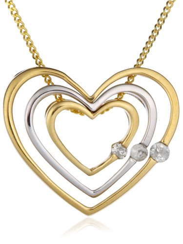 3 in 1 Necklace, 9ct Two Tone Gold 0.07ct Diamond 