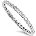 Oxford Diamond Co Round Cubic Zirconia Eternity Band .925 Sterling Silver Ring Sizes 2-12