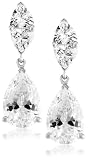 Platinum Overlay Sterling Silver Cubic Zirconia Teardrop Post Earrings