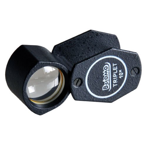BelOMO 10x Triplet Loupe Folding Magnifier - high-quality optical glass with antireflection coating