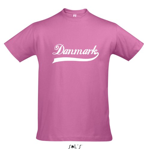 T-Shirt Dänemark Oldschool Danmark LÄNDERSHIRT EM / WM FAN Trikot S-XXL , Orchid pink – weiß , S