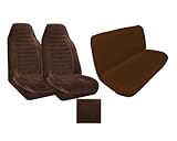 A Set of 2 Universal Fit High Back Regal Pattern Front Bucket Seat Cover and One Universal Fit Regal Rear / Bench Seat Cover - Brown