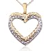 18k Yellow Gold Plated Sterling Silver Genuine Diamond Accent Pave Open Heart Pendant, 18