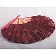 Shell Shape Folding Fan, Cloth Hand Fan - Dark Red with Rose Printed, Gift Idea