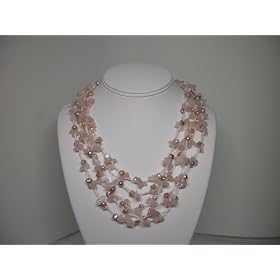 HinsonGayle Gracie Handwoven Five-Strand Natural Rose Quartz and Pink Cultured... by 