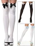 Bow Top Thigh Highs , ONE SIZE, WHITE/BLUE 41 bySkpGaL. SL160 Bow Top Thigh Highs , ONE SIZE, WHITE/BLUE